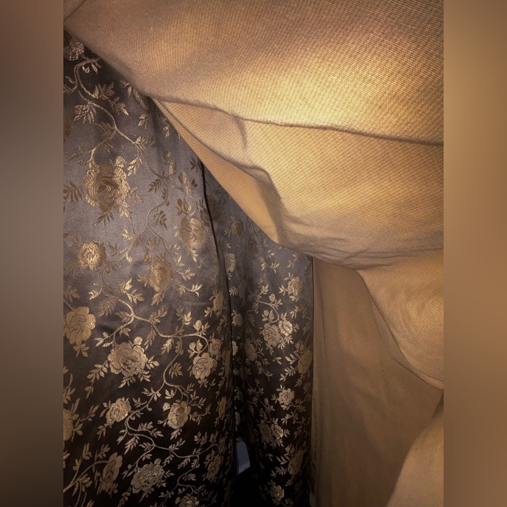 Vintage Elegant Victorian Style Gold Gown with Floral Accents Maxi Dress. - Picture 11 of 11